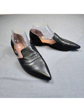 Anthropologie Franco Sarto Toby Loafers Size 8 Pointed Toe Black Leather Slip On